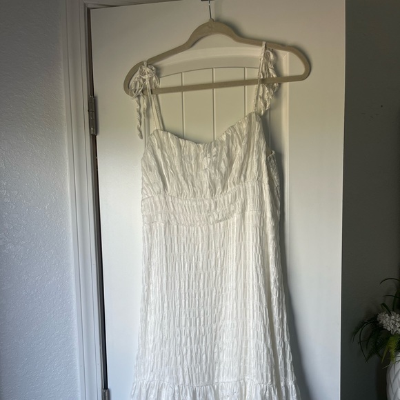XL Lulus Sparkling Scene White Metallic Striped Tie-Strap Midi Dress - Picture 4 of 4